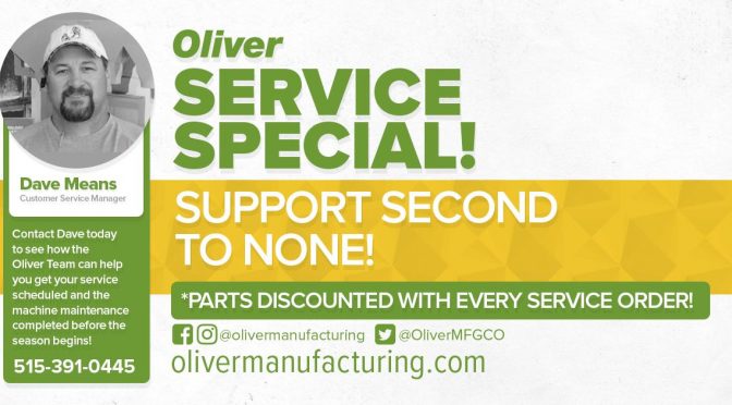 Oliver Service Special for the Month of May